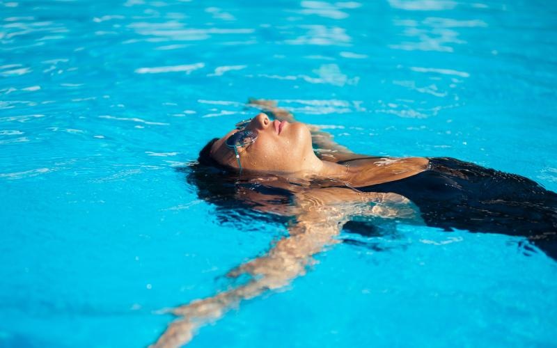 woman in a pool